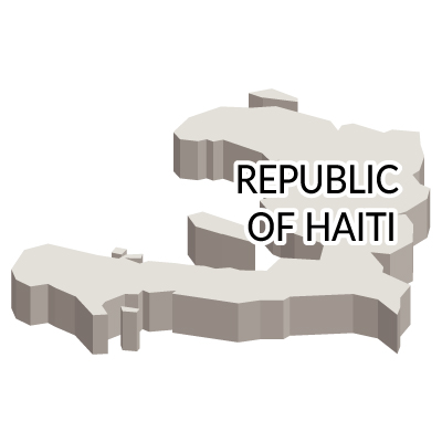 ハイチ共和国無料フリーイラスト｜英語・立体(白)